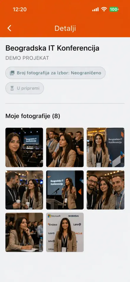 Galerija pronađenih fotografija sa događaja u aplikaciji eFotograf